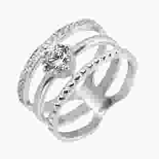 Серебряное тройное кольцо с цирконием Надежда