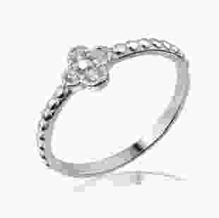 Серебряное кольцо тонкое с камнями Клевер