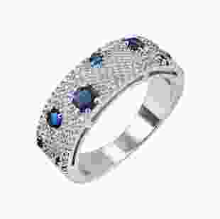 Серебряное кольцо с синими камнями Аква