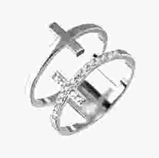 Серебряное кольцо двойное с крестиками Ксения