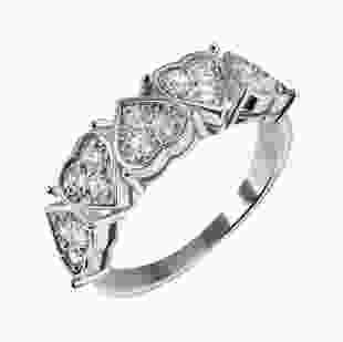 Серебряное кольцо с сердечками Любимой