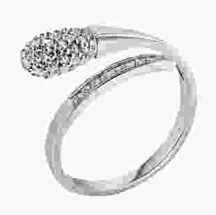 Серебряное кольцо с белыми камнями Спичка