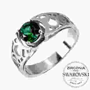 Серебряное кольцо с зеленым камнем Swarovskі Лаура