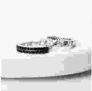 Срібні сережки двусторонні Домініка з чорним фіанітом