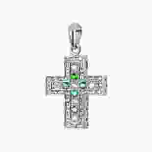 Срібний хрестик із зеленим камінням Венді