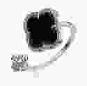 Серебряное кольцо двойное с ониксом Клевер