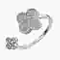 Серебряное кольцо с белым цирконием Клевер
