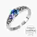 Серебряное кольцо с синими камнями Swarovski Халлари