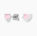 Срібні сережки-пусети з рожевою емаллю Сердечко