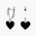 Срібні сережки з чорною емаллю "Серце"