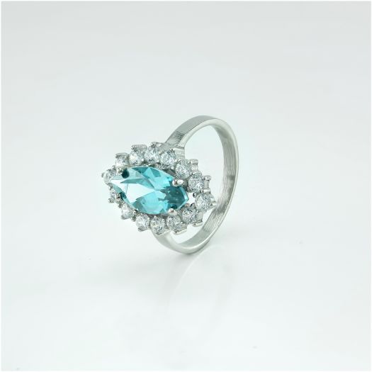 Серебряное кольцо с голубым топазом Филомена