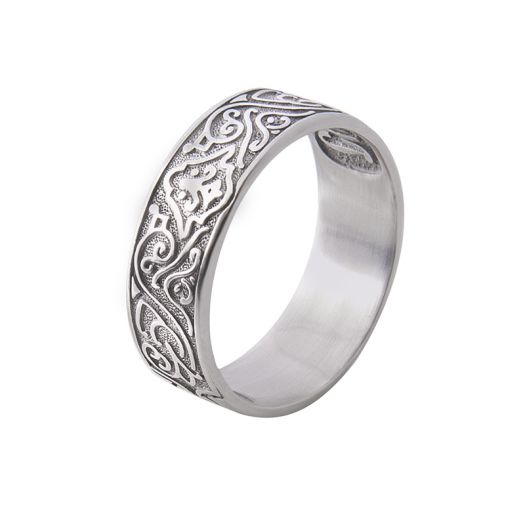 Серебряное кольцо с надписью внутри Спаси и Сохрани