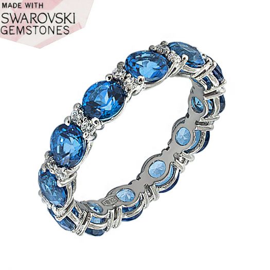 Серебряное кольцо с синими топазами Swarovski Веночек счастья