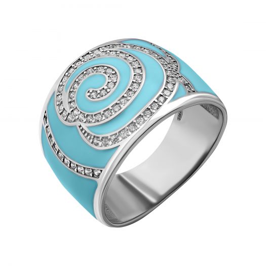 Серебряное кольцо с мятной эмалью Нефертити
