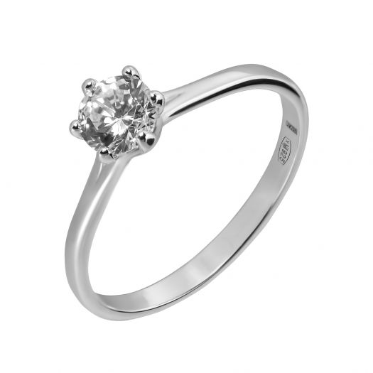 Серебряное кольцо для помолвки Единственная