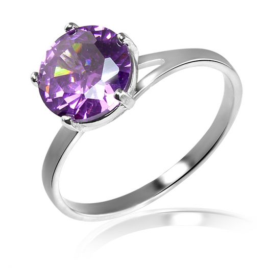 Серебряное кольцо с фиолетовым камнем Эльза