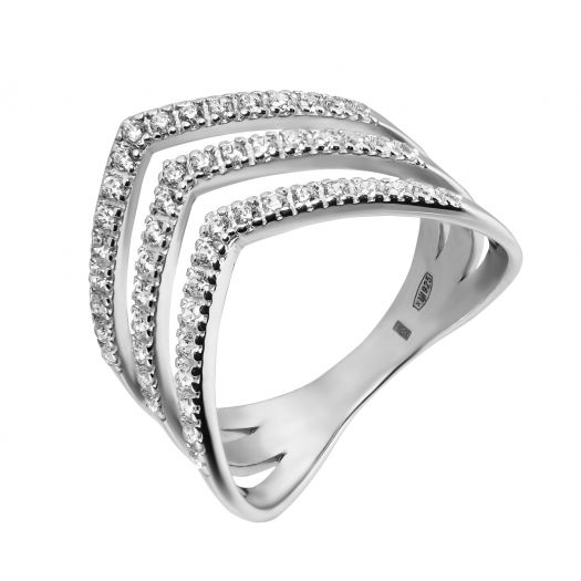 Серебряное кольцо тройное с камнями Идилия