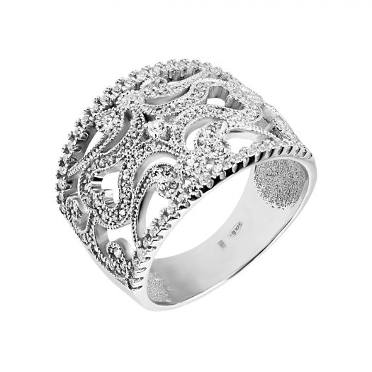 Серебряное кольцо широкое Зимняя сказка
