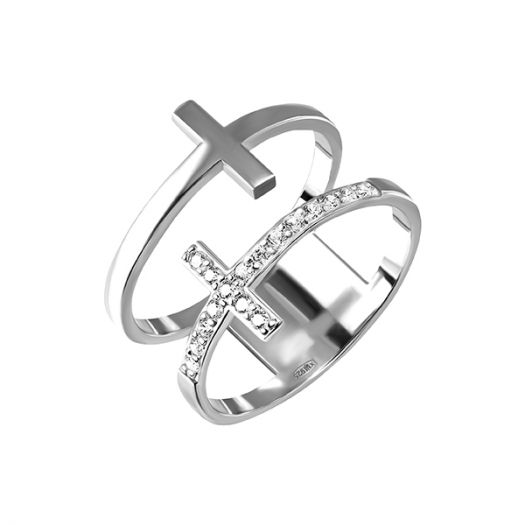 Серебряное кольцо на среднюю фалангу с крестиками Ксения