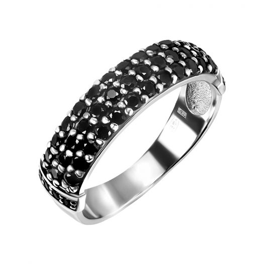 Серебряное кольцо с черными камнями Одержимость