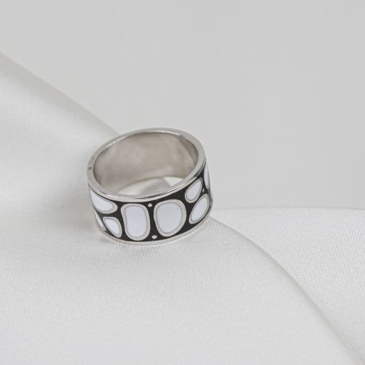 Серебряное кольцо Черное и Белое