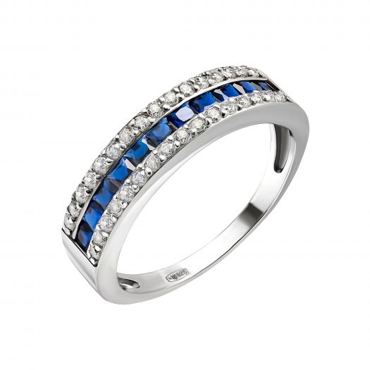 Серебряное кольцо с синими камнями Изысканность