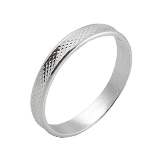 Серебряное кольцо Обручальное тонкое с огранкой