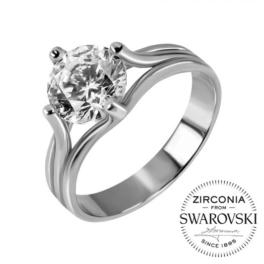 Серебряное кольцо с крупным камнем Swarovski Мадлен