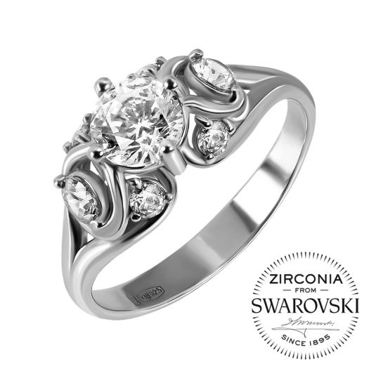 Серебряное кольцо с камнями Swarovski Мануэлла