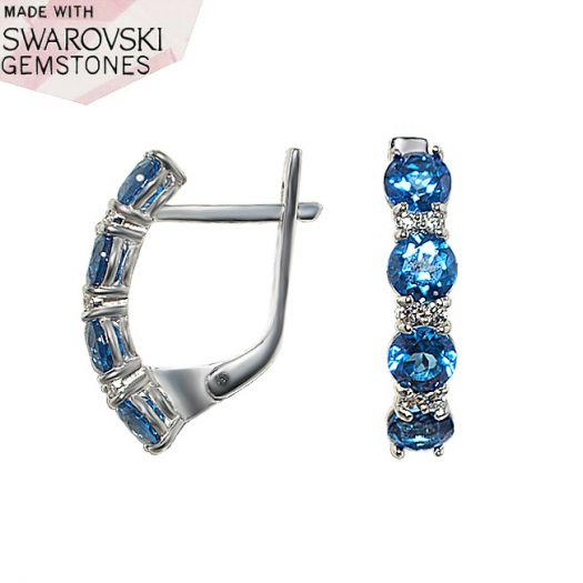 Срібні сережки із синім топазом Swarovski Віночок щастя
