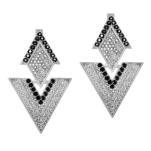 Срібні сережки з каменями Орігамі