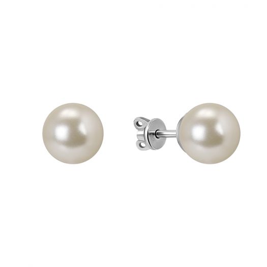Срібні сережки пусетні з перлами Аманда