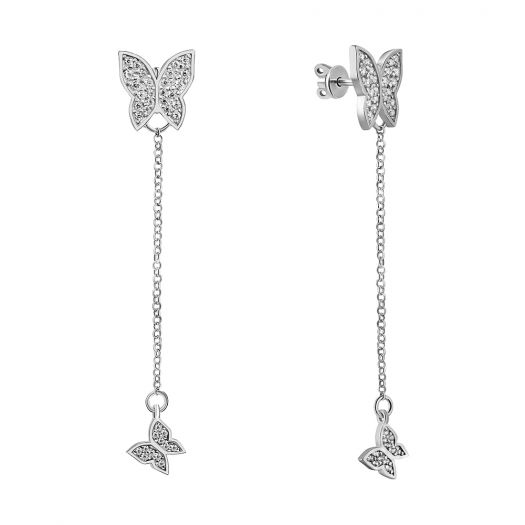 Срібні сережки-цвяшки Метелики