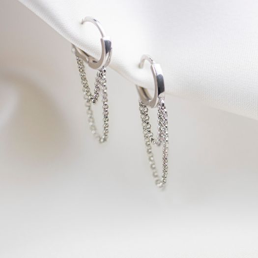 Срібні сережки з ланцюжком Модерн